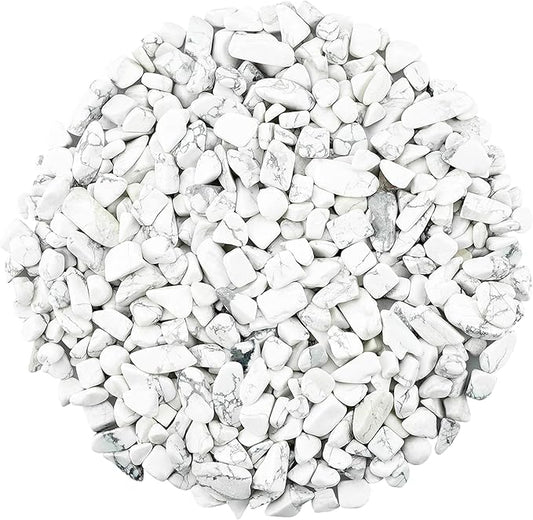ZHIYUXI Howlite Crystal Chips Bulk Fish Tank Decorations Aquarium Rocks Gravel Vase Filler Stones Crystals for Candle Making Witch Kit Gravel for Plants Quartz Sand Gemstone 0.22 lbs