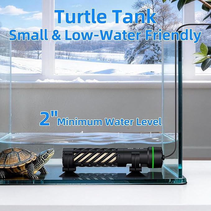 FREESEA Aquarium Heater for Fish Tank: 100W Small Submersible Thermostat with Off-Water Protection & UL Certified Cord for 10-20 Gallon Fish Turtle Tanks Enthusiasts