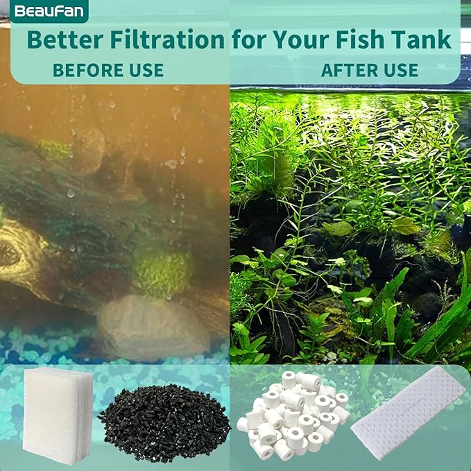 2 Aquarium Filter Media Kits Compatible with Fluval C2 (30 Gal) Aquarium Power Filter, Includes 4 Pack Foam Pads, 4 Pack Tarpaulins, 4 Pack Activated Carbons and 1 Pack Ceramic Ring