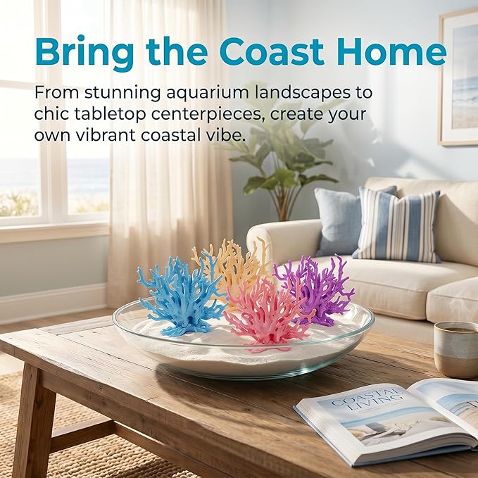 TOPZEA 4 Pack Artificial Aquarium Coral Decor, Plastic Faux Coral Reef Decorative Cute Fish Tank Decorations, Under the Sea Centerpiece Realistic Ocean Plant Ornaments for Party, Living Room