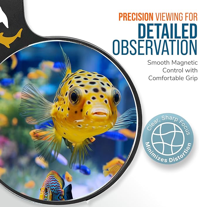 FLIPPER DeepSee Nano 3″ Magnetic Aquarium Viewer – Optical-Grade Magnifying Lens for Clear Underwater Viewing – Reef & Freshwater Tank Accessory for Fish, Coral & Aquascapes (Up to 3/8″ Glass) – Black