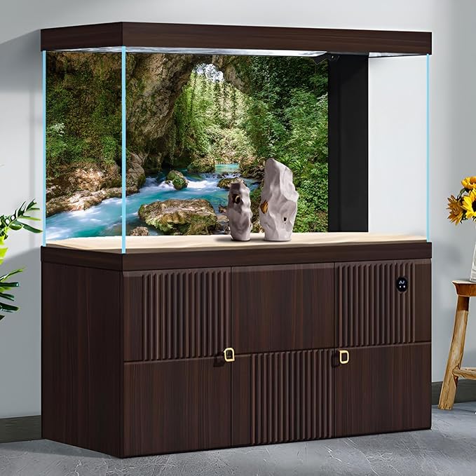 Mountain Rainforest Aquarium Background Valley Cave Stream Fish Tank Background Green Trees Rocky Mountain Reptile Tank Backgrounds Natural Forest Lake Green Meadow Reptile Tank Backgrounds 72x24in