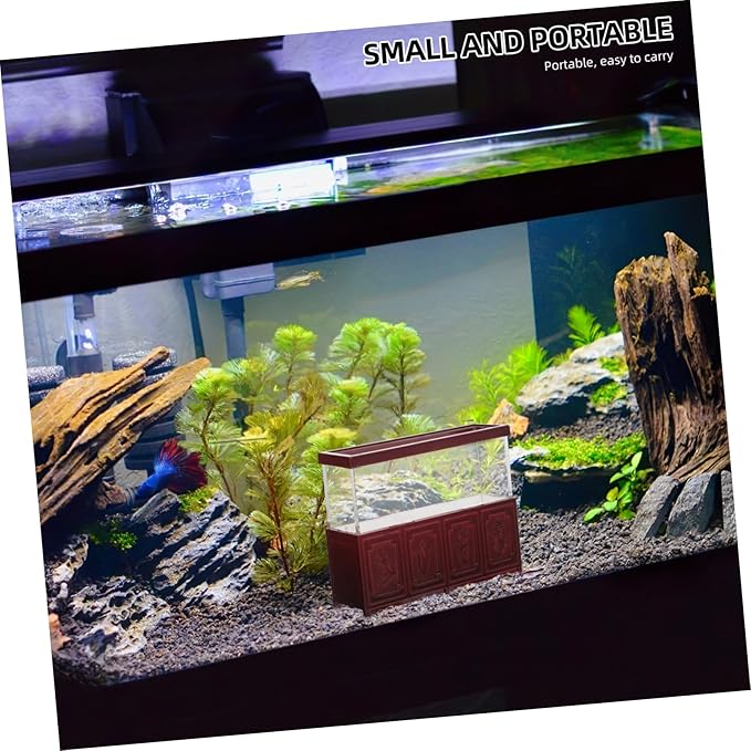 BESPORTBLE Miniature Fish Tank Figurine for Dollhouse Vintage Red Ming Style Aquarium Decor Realistic Sand Table Ornament for Home Office Desktop Landscaping House Accessories