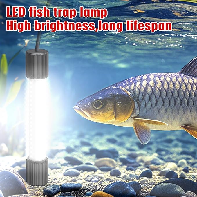 Underwater Fishing Light Compatible with Milwaukee M18 Battery 1300 Lumens IP68 Waterproof Submersible LED Fish Attractant Light for Night Fishing Dock Boat Kayak (Battery Not Included)