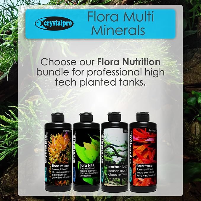 Crystalpro Flora Multi Minerals All in One Aquarium Plant Fertilizer - for Fast Growing Healthy Plants - Plant Food for Root and Leaf Growth- Safe for All Freshwater Livings 4.2 Oz