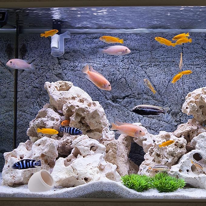 RUIAN Ceramic Jar Aquarium Decorations Fish Tank Hideout Cave Cute Pot Aquarium Accessories Decor Ornaments for Cichlid, Small Fish, Betta Fish Hideout and House (White)