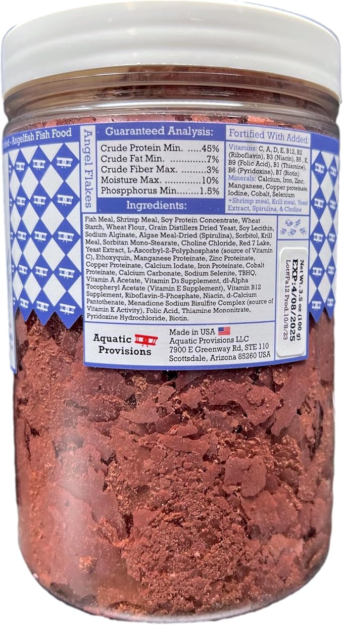 Aquatic Provisions Angel Flakes Fish Food 3.5 oz, for Freshwater Angelfish