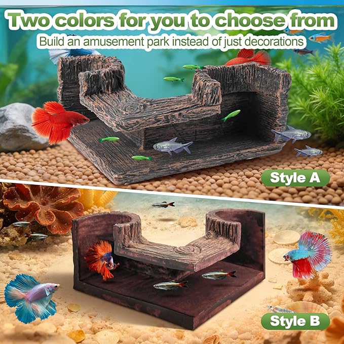 CousDUoBe Aquarium Cave | 90° Corner Fish Cave Viewing Tunnels Silk Aquarium Plants，Betta Fish Tank Accessories BPA-Free Premium Resin,Fish Tank Cave for Corners (5.1” x 2.7” x 2”)
