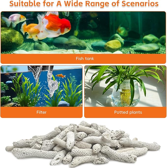 kathson 1.1lb Crushed Coral for Aquarium Crushed Coral for Freshwater Aquarium Corals for Fish Tank to Raise ph Filter Media for Fish Tank with Mesh Bag for Fish Tank Filter Media Decorations