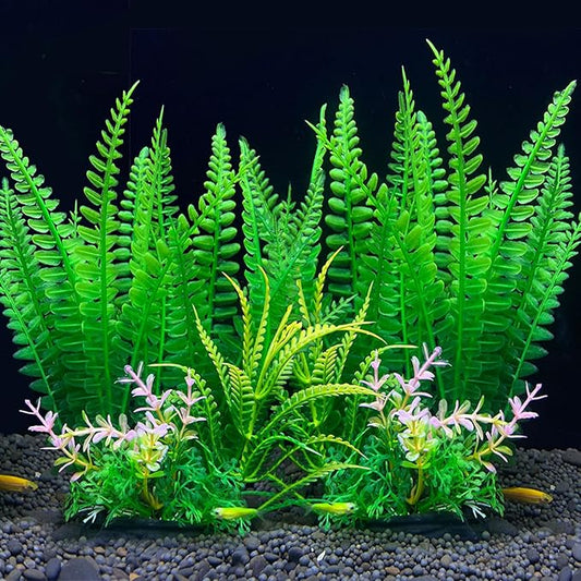 2 Pack Aquarium Decor Plastic Plants, Large Artificial Fish Tank Plant, Fish Tank Decorations-7.1" Tall