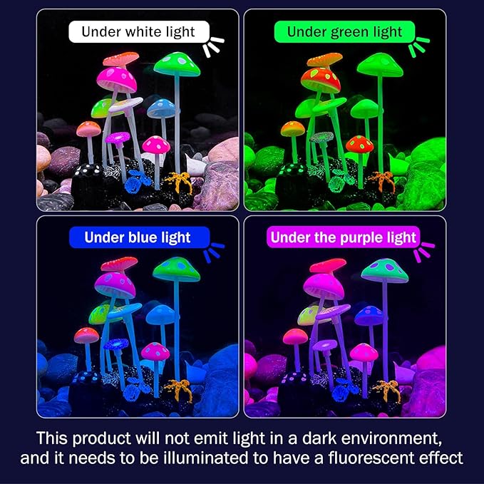 Dynamic Glow in the Dark Aquarium Decorations: Unleashing Visual Effects with Soft Silica Gel, Changing Lights, and Colorful Glowing Coral Ornaments for Enchanting Fish Tank Decor