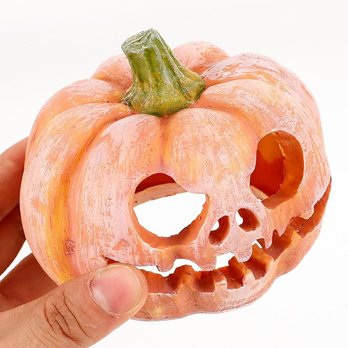 INOOMP Aquarium Fish Tank Decor Pumpkin Hideout Resin Fish Shelter Halloween Themed 3.9 Inch Cave for Small Aquariums