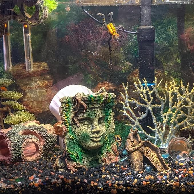 Tfwadmx Aquarium Decoration Statue Fish Tank Resin Ancient Roman Ruins Ornament Cave Hideout for Hermit Crabs Crayfish SuckerFish Guppy