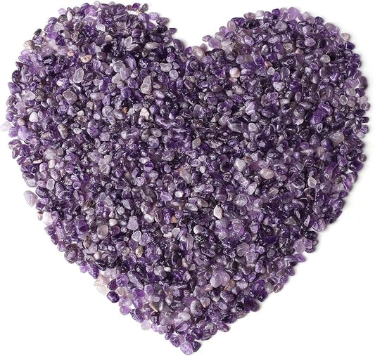LAIDANLA 1lb/15.87oz Decorative Tumbled Gravel Amethyst Crystals Chip Polished Bulk Natural Gem Aquarium Gravel Rocks Pebbles Fish Tank Gravel Vase Filler Succulents Terrarium Supplies
