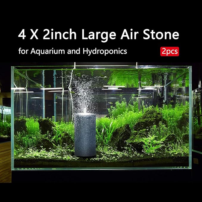 2Pcs 4 X 2-inch Large Air Stones Cylinder for Hydroponic Systems, Ponds, Aquarium, Fish Tank