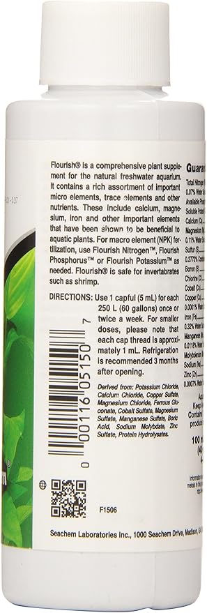 Seachem Flourish Freshwater Plant Supplement - Aquarium Element and Nutrient Blend 100 ml, (Model: 515)