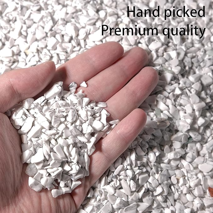 Howlite Crystal Chips 2lbs (2400+ Pieces) – 5-8mm Natural Polished Healing Stones for Plants, Aquarium, Crafts, DIY Decor & Gifts