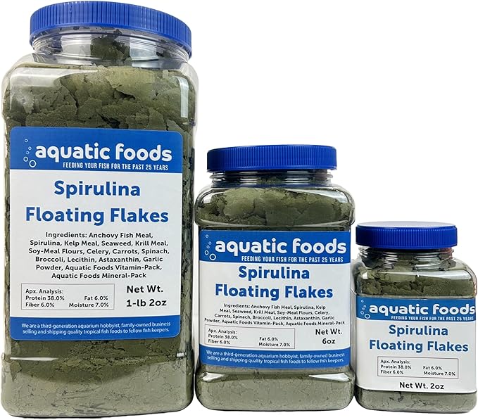 Premium Spirulina Flakes for African Cichlids, All Central and South American Cichlids, Koi, All Community Tropical Fish Also Pellet Mix, Wafer Mix Included…6oz