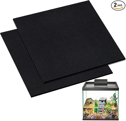 Aquarium Leveling Mat 2PCS/Set Neoprene Non-Slip Shockproof Fish Tank Pad Waterproof Textured Surface for Uneven Surfaces Durable Fish Tank Mat with Easy-Cut Edges (No Glue, 11.8 x 11.8 Inch)