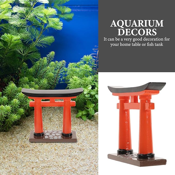 Japanese Torii Gate Miniature Resin 1pc Aquarium Zen Garden Ornament Scenes and Japanese Landscapes Decoration for Sand Table, Heavy Duty Torii Statue