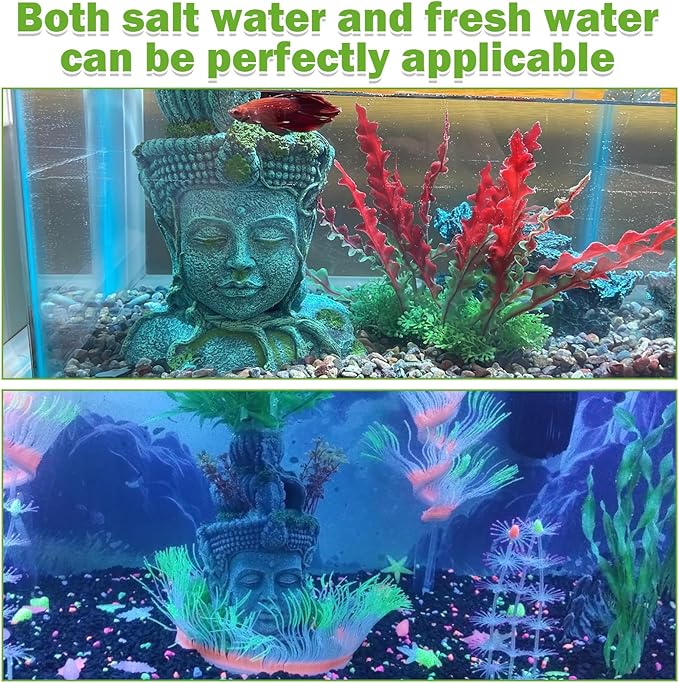 Hamiledyi Buddha Head Statue Aquarium Decorations Resin Fish Hideout Betta Cave for Large Fish Tank Ornaments Betta Sleep Rest Hide Play Breed(Large Size)