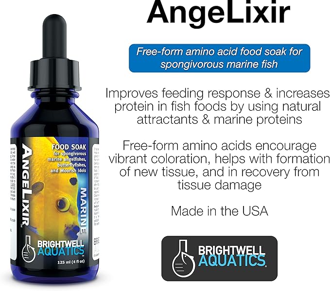 Brightwell Aquatics Angelixir - Free-Form Amino Acid Food Soak for Spongivorous Marine Fishes, 250ml
