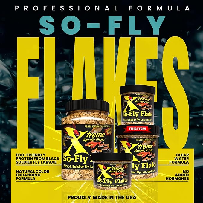 Xtreme So-Fly Flakes - Sustainable Protein from Black Soldier Fly Larva for Tropical Fish - Eco-Friendly Food, Nutrient-Rich, All-Natural Diet - USA Farm Grown (2oz)