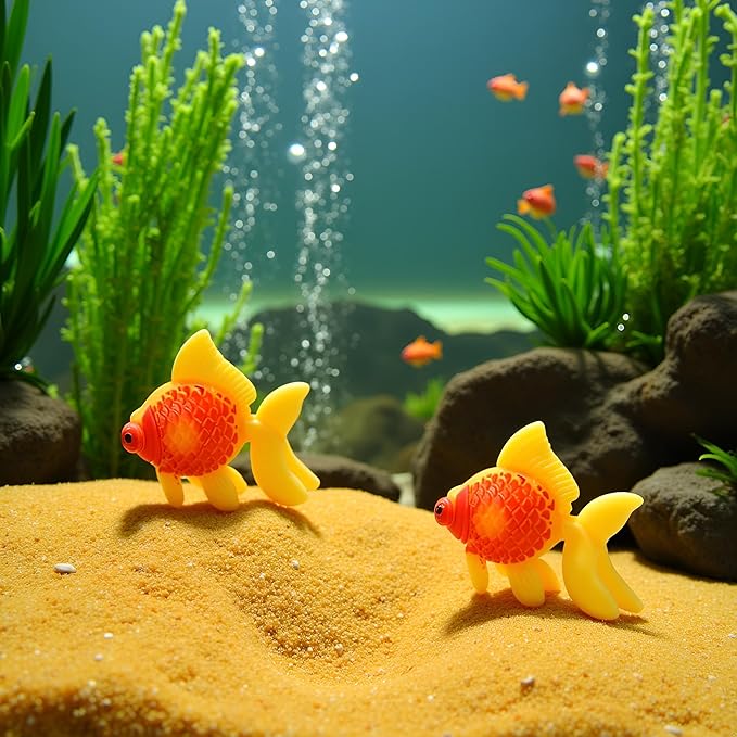 3 Pack Gold,orange Artificial Aquarium Fishes Fake Fish Plastic Fish Aquarium Moving Fishes Ornament Decoration Orange Goldfish for Aquarium Fish Tank Aquarium Décor Thematic Ornaments,Aquarium Décor