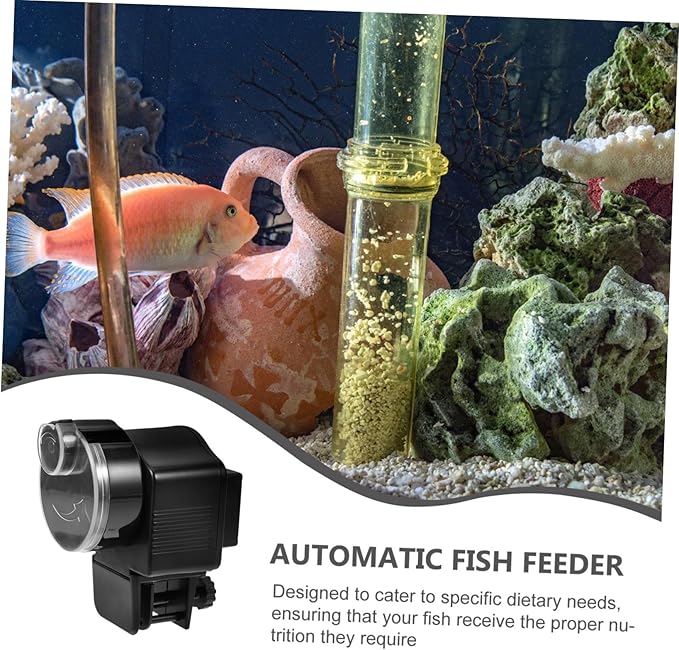 ULTECHNOVO Automatic Fish Feeder Aquarium Supplies Timer Dispenser for Small Tanks No Battery Needed Suitable for Vacation and Daily Feeding