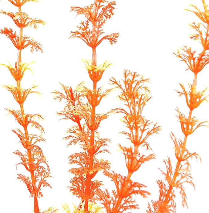 NW Wholesaler 12 Inch Faux Plants for Fish Tanks - Set of 2 Orange and Purple Artificial Plants for Freshwater and Saltwater Aquarium Decor and Fish Hideaway