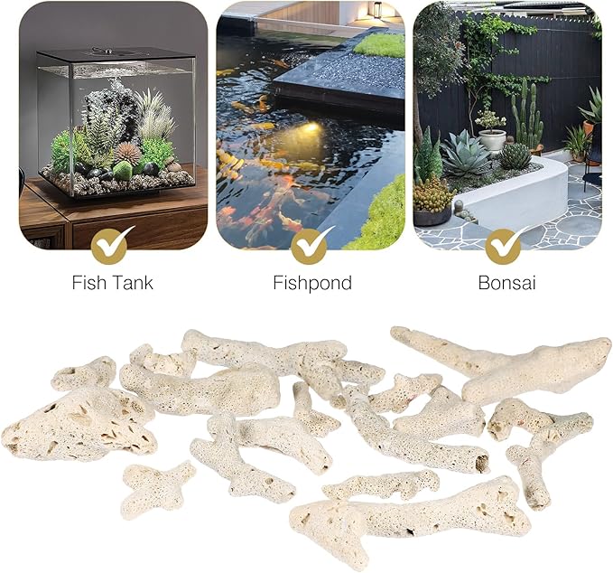 Ipetboom 3-10Cm Fish Tank Filtration Material Natural Coral Stones Aquarium Gravel Decorative Landscape Stone Betta Fish Tank Accessories 1.77X1.77X1.18In 500G