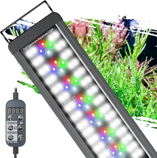 Pawfly 33W Planted Aquarium LED Light for 30" to 36" Fish Tanks, 24/7 Extendable Fish Tank Light with Timer & Full Spectrum IP68 Waterproof, D/N Mode, Dimmable, Aquarium Grow Light for Plants