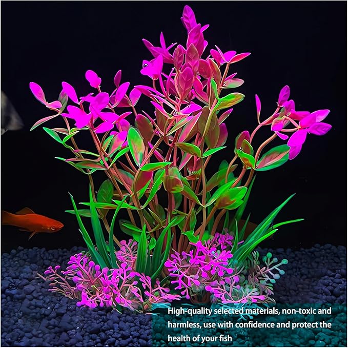 Aquarium Decorations Plants, 12Pcs Artificial Fish Tank Plants with Assorted Sizes (5-24cm), Fish Tank Accessories Fish Tank Decor, Aquarium Decor Fish Tank Plastic Plants
