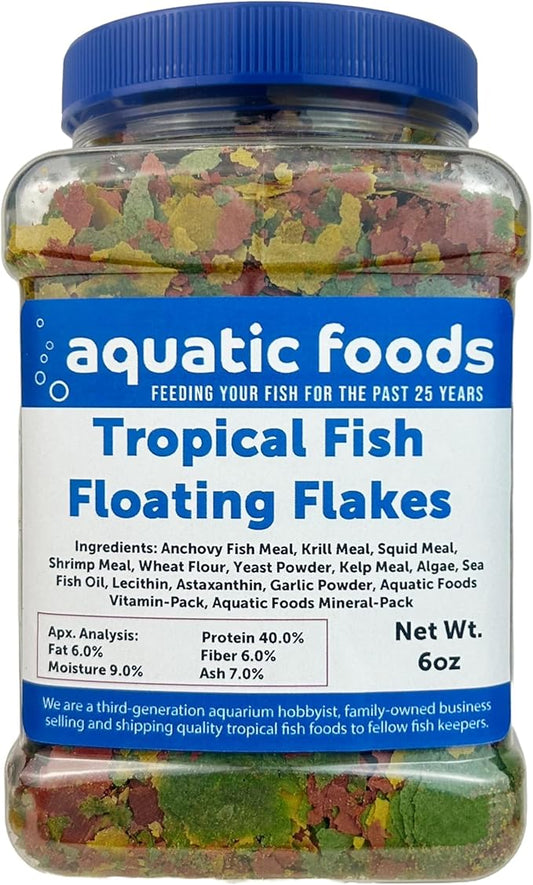 Premium Tropical Fish Flakes, for All Community Tropical Fish, Cichlids and Pond Fish. AFI Tropical Flakes…6oz Med Jar