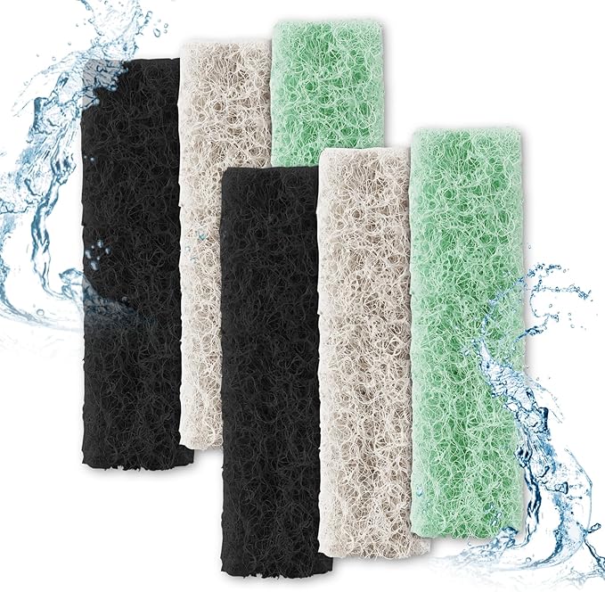 6pcs Filter Pads for Aqueon, Fish Tank Carbon Specialty Filter Pads Ammonia & Phosphate Reducer Aquarium Filter Cartridge Accessories for Aqueon QuietFlow LED PRO Model 10 (Green, Black, White)