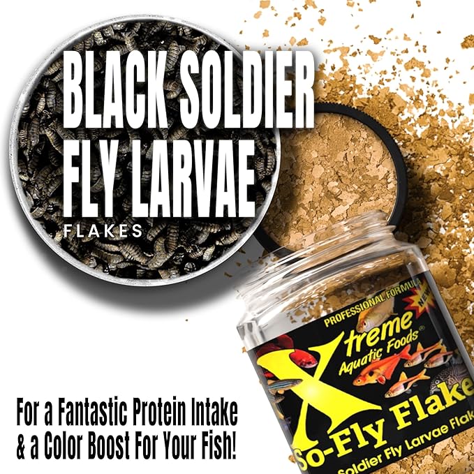 Xtreme So-Fly Flakes - Sustainable Protein from Black Soldier Fly Larva for Tropical Fish - Eco-Friendly Food, Nutrient-Rich, All-Natural Diet - USA Farm Grown (3.5oz)