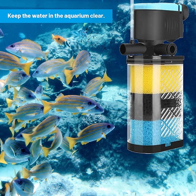 8 Pack Replacement Filter Sponges Compatible with Kulife Aquarium Filters, 2 Coarse Sponge, 4 Carbonized Sponge, 2 Fine Sponge