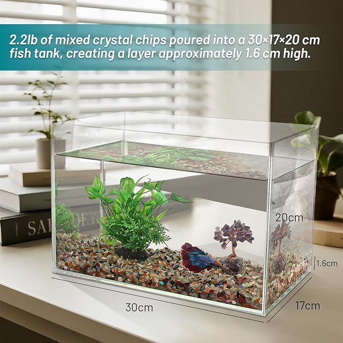Natural Colorful Gemstone Aquarium Gravel 2.2 Lb – Premium Aquarium Sand & Coarse Fish Tank Gravel | Decorative Fish Tank Rocks | Rocks for Fish Tank, Aquarium Decor & Fish Tank Decorations