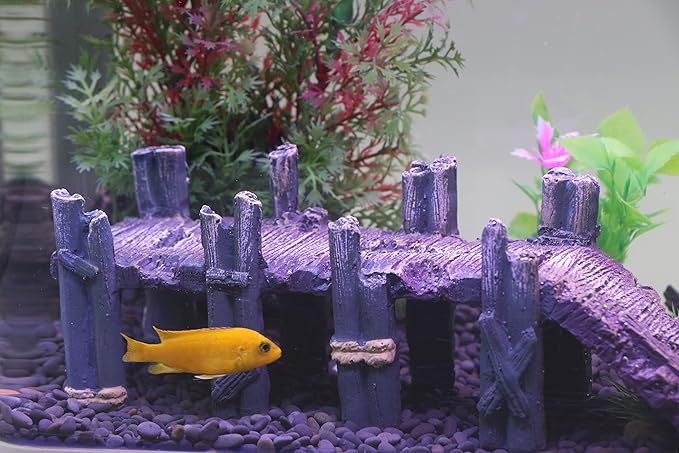 AQUA KT Aquarium Single-Plank Arch Bridge Drawbridge Rock for Cichlid Guppy Betta Glofish Fish Tank Landscape Decoration