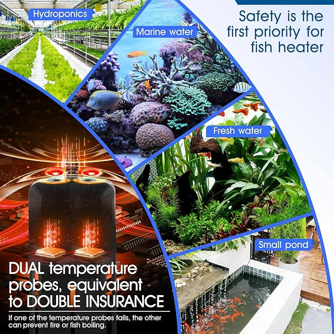 hygger Aquarium Heater 500W/800W/1000W,Fish Tank Heater with Danger Warning Automatically Stops Heating System and Digital LED Controller,for Freshwater or Saltwater 110-240 Gallon Tank