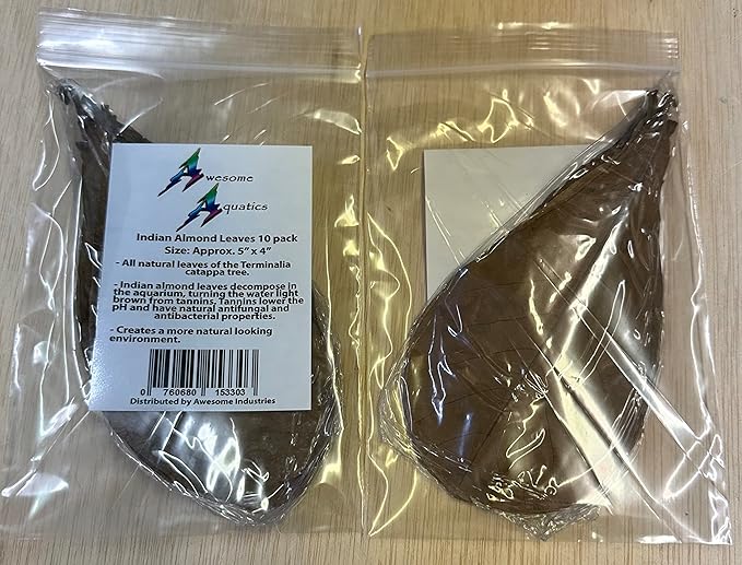 Awesome Aquatic Betta Shrimp Leaves 10 4"-6" Premium Catappa Indian Almond Leaves Aquarium Fish Shrimp Betta Tanks Blackwater Habitat Health Color Natural Habitat Tannin Improves Immunity