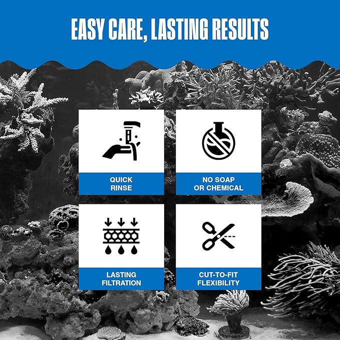 Penn-Plax Cascade Poly Fiber Plus Aquarium Filter Media Pad - Flexible Cut-To-Fit for Freshwater, Saltwater Tanks & Ponds - Works with All Filter Types - Captures Fine & Coarse Debris - 10 x 18 Inches