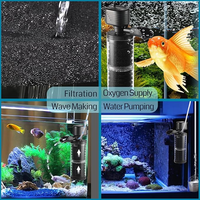 SainSmart XpertMatic 15W Aquarium Filter 2 Stages 238 GPH (900L/h) for Up to 70 Gallon Fish Tank, Submersible Internal Tank Filter and Water Pump, Power Filter for Fish Tank, Aquarium, Pond