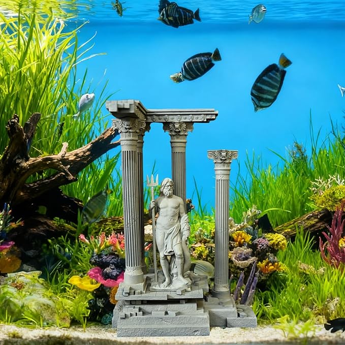Baoblaze Roman Column Decoration Realistic Resin Aquarium Decor Fish Tank Accessories Landscape Decoration Roman Pillar Decor 18.5cm, Set C