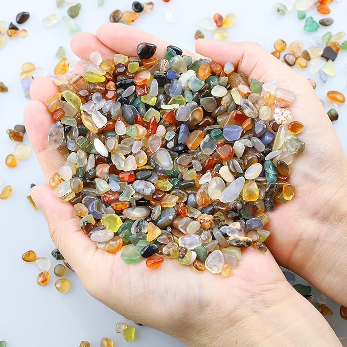 ZHIYUXI Multicolor Agate Crystal Chips Bulk Fish Tank Decorations Aquarium Rocks Gravel Vase Filler Stones Crystals for Candle Making Witch Kit Gravel for Plants Quartz Sand Gemstone 0.22 lbs