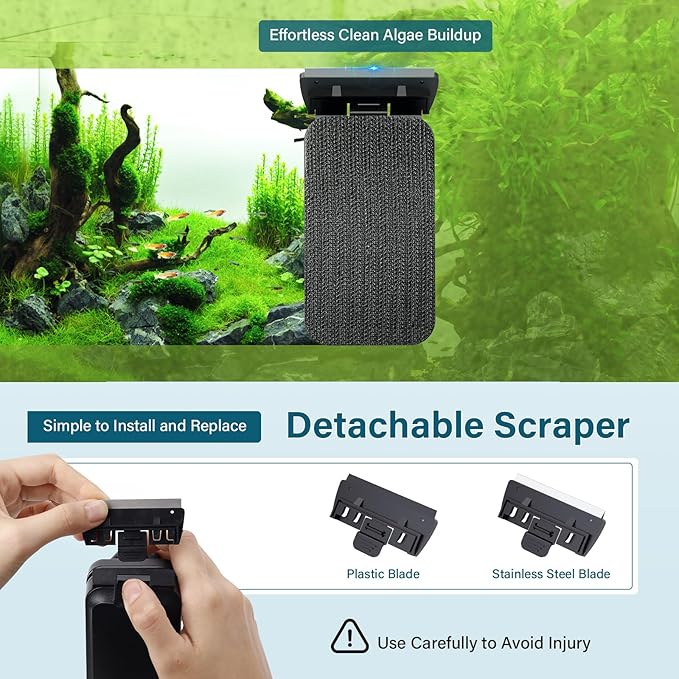 hygger Aquarium Magnetic Glass Clean Tool, Algae Scraper for 0.6 Inch Thick Fish Tank Floating Scrubber Brush with Two Detachable Blades