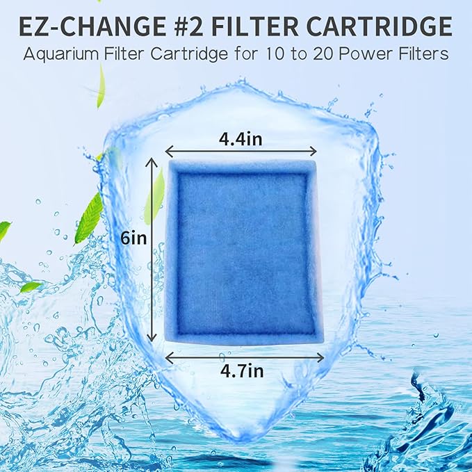 10-20 Gallon Aquarium Filters EZ-Change #2 Filter Cartridge fit Aquarium Filter Cartridge 10 to 20 Power, for Healthier Fish (10 Pcs)