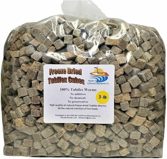 Tubifex Worms-Freeze Dried in Cubes, Clean & Dust Sifted Tubifex Worms…3-lbs Bag