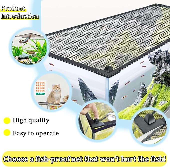 DIY Magnetic Fish Aquarium Anti-Jumping net Cover, Mesh Terrarium lid Aquarium Hood, Reptiles from Jumping Out