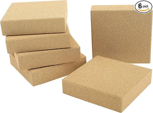 RealPlus Aquarium Filter Media Bio Ceramic Brick Bio Filter Media for Marine and Freshwater Aquarium Canister Filter Pond Fish Tank, 6 Pack (4" x 4" x 1")